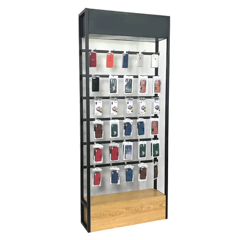 Promotion cell phone accessories Pegboard Display Rack with Hooks Wall Phone Case Display Stand