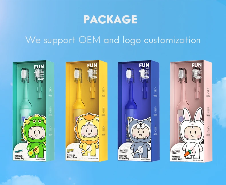 LULA Beauty OEM Adorable Kids Electric Toothbrush Oral Hygiene Soft Bristles Sonic Electric Toothbrush for Children Age of 4+