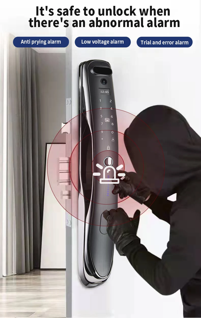 Hot Sale USmart GO APP 3D Face ID Fingerprint Password Card Smart Door Lock with Large-screen Visual Camera