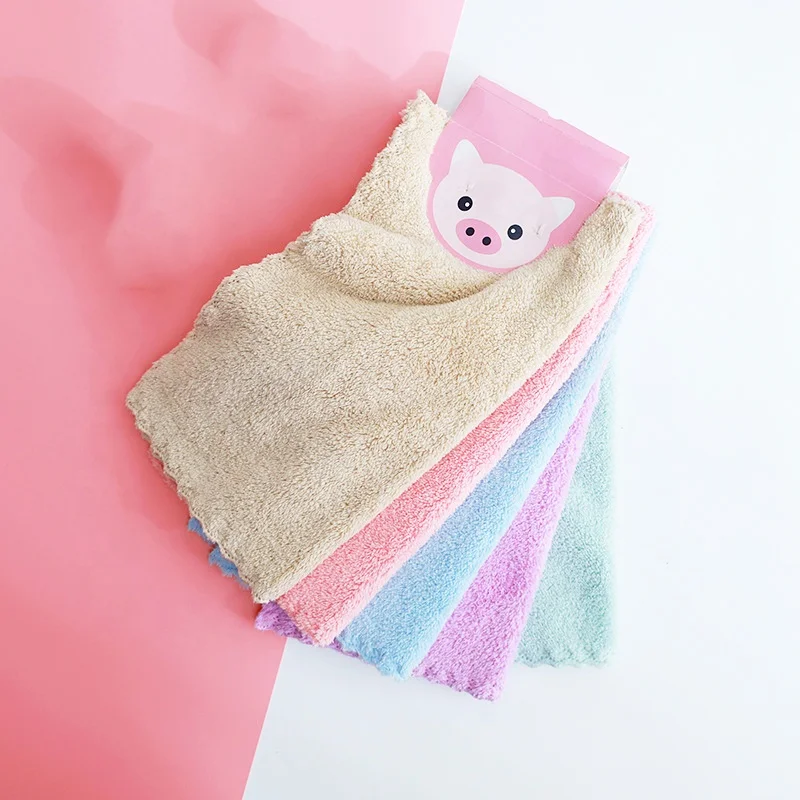 Solid color absorbent edgeless microfiber kitchen towel Wholesale customized blank soft  Coral velvet kitchen Cleaning  towel