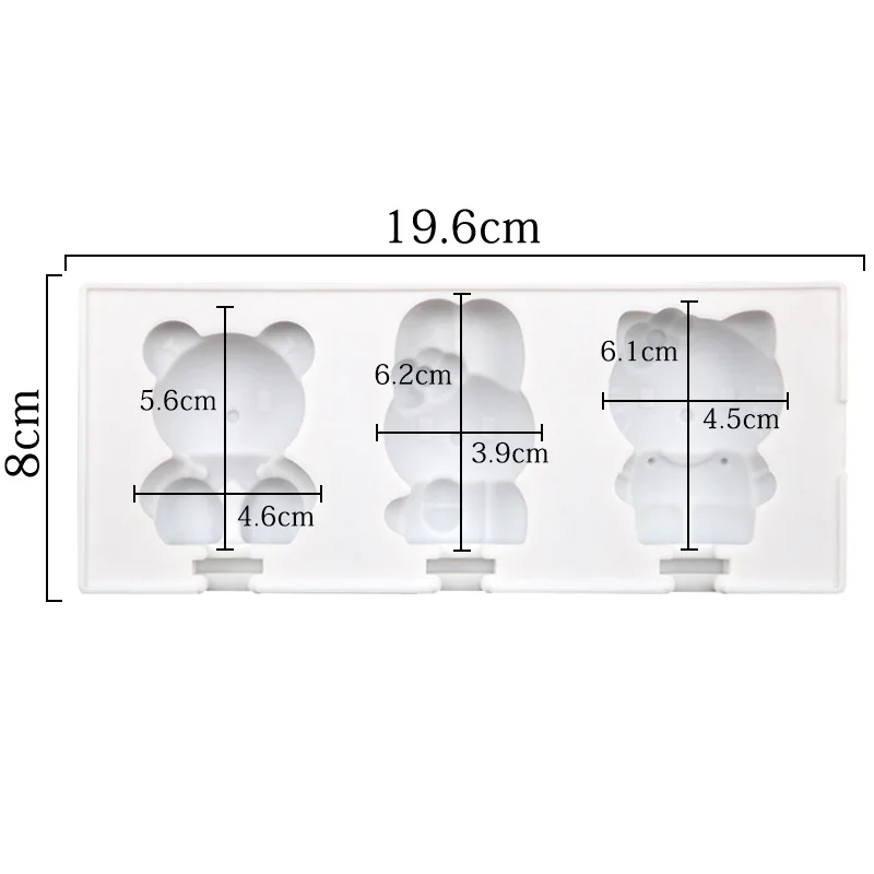 Saffron Cartoon rabbit cat bear Silicone ice maker mold Homemade Popsicle Tools silicon molds for ice cream pops