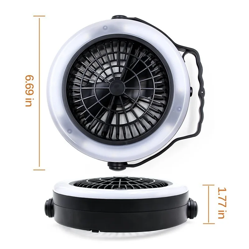  Outdoor 2-in-1 camping fan light portable USB and rechargeable battery led tent with