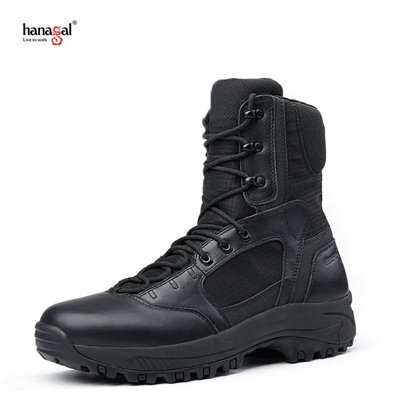 Tactical Boots Hanagal 8 Inch Hard Wearing Boots Combat Boots Outdoor Shoes for Men Black OEM & OEM