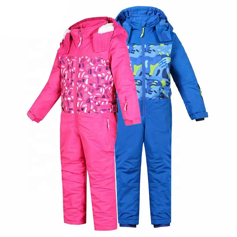 
High Quality Warm Outdoor Kids One Piece Ski Suits Thermal Winter Waterproof Insulated Ski Snow Jumpsuits for Children 