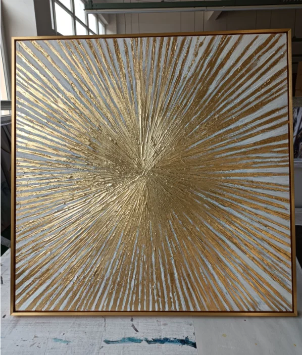 YPY 100% handmade Modern Home Decor Gold Sunlight Wall Art Minimalist Luxury Abstract Acrylic Painting Wall Art