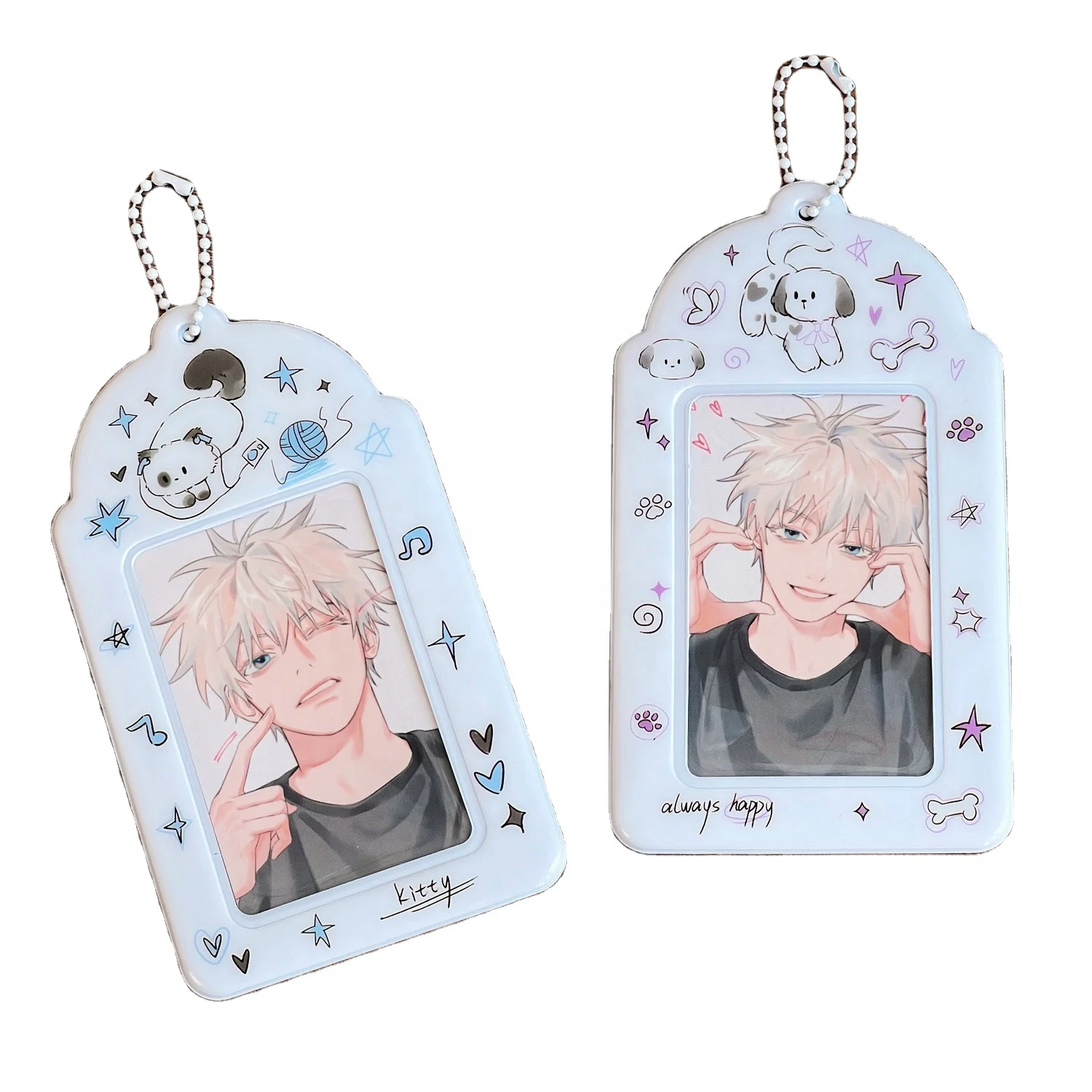 New Trendy Personalized Anime Cartoon Credit Bus Card PVC PC Kpop Photo Card Holder Keychain
