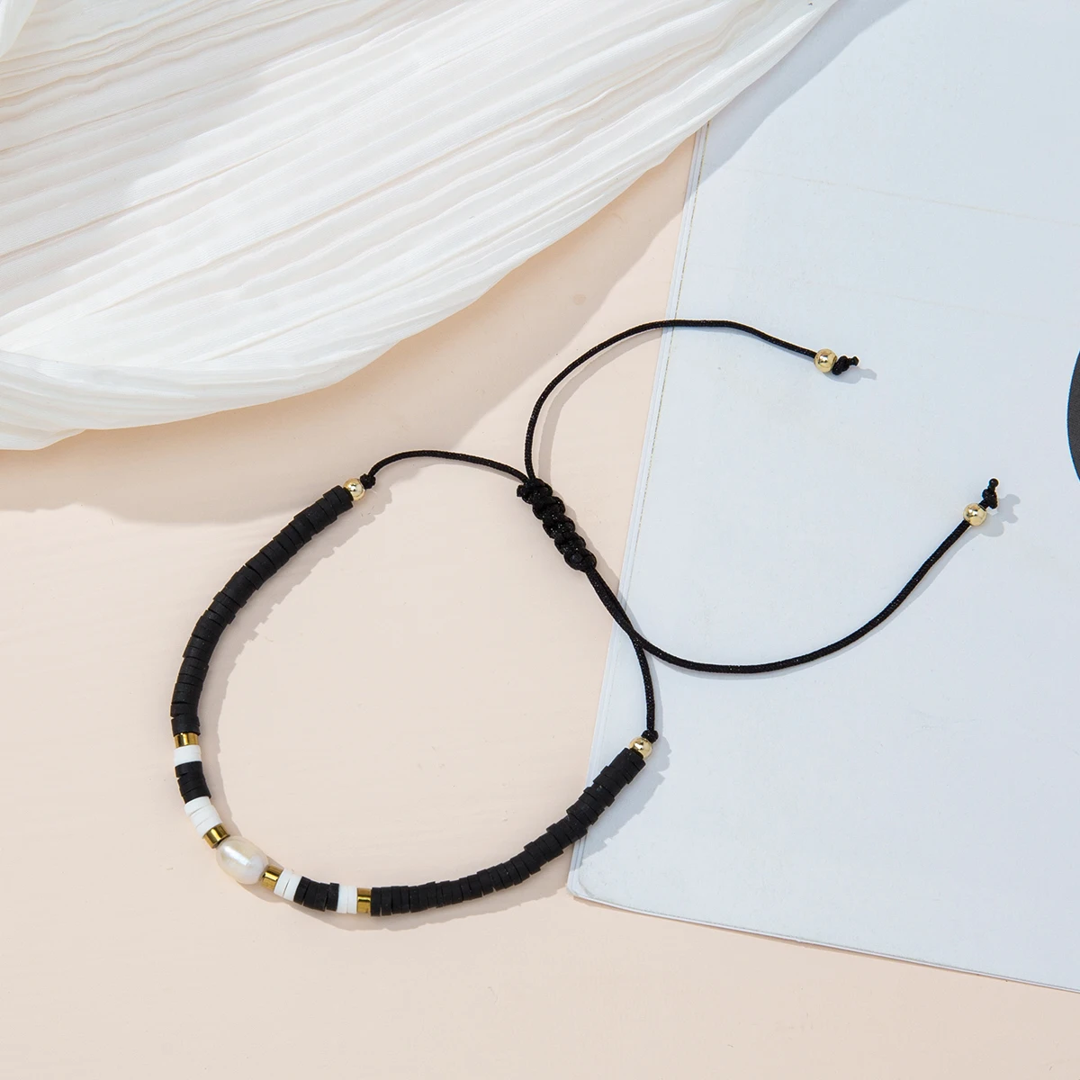 Candy color soft pottery pearl bracelet new adjustable braided string hand string girl and man boudoir hand accessories