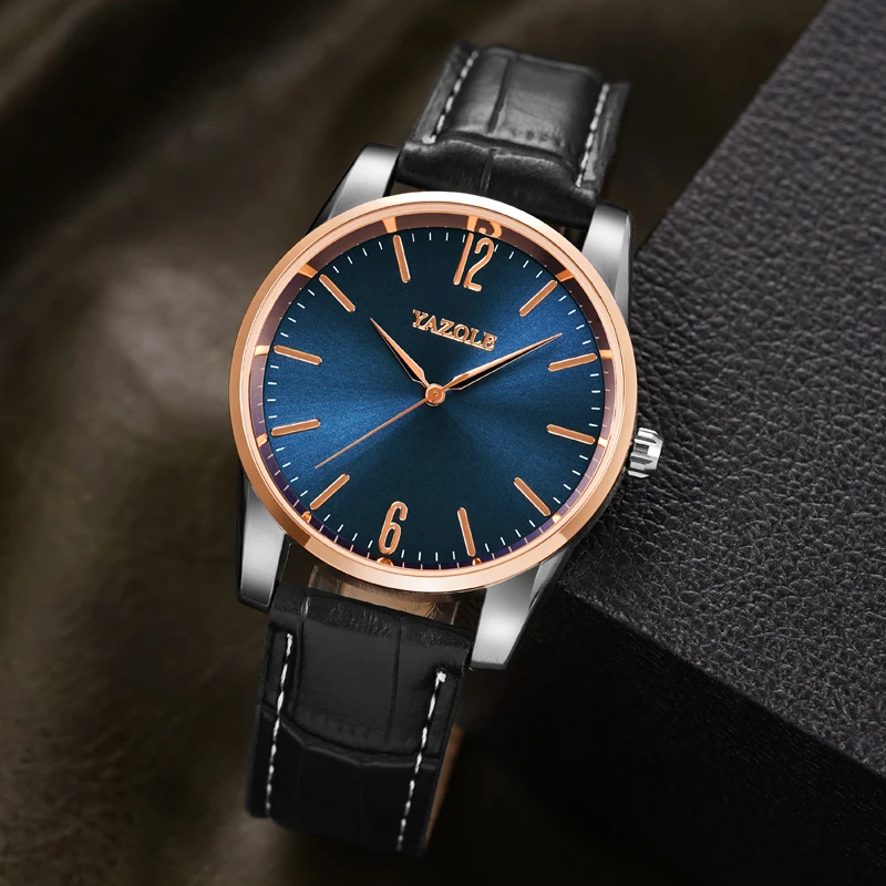YAZOLE 542 fashion china mens quartz watch 2021 PU leather strap waterproofing analog display Simple Casual relogio musculino