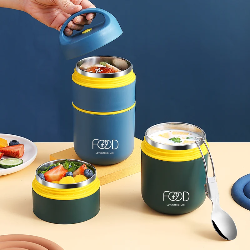 304 термос, высокоточная ручка, детская чашка для завтрака для студентов, двухслойный термос, портативное ведро