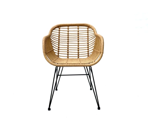 Новейшая популярная мебель для ресторана, натуральный цвет, наружный садовый ротанговый металлический обеденный стул, распродажа