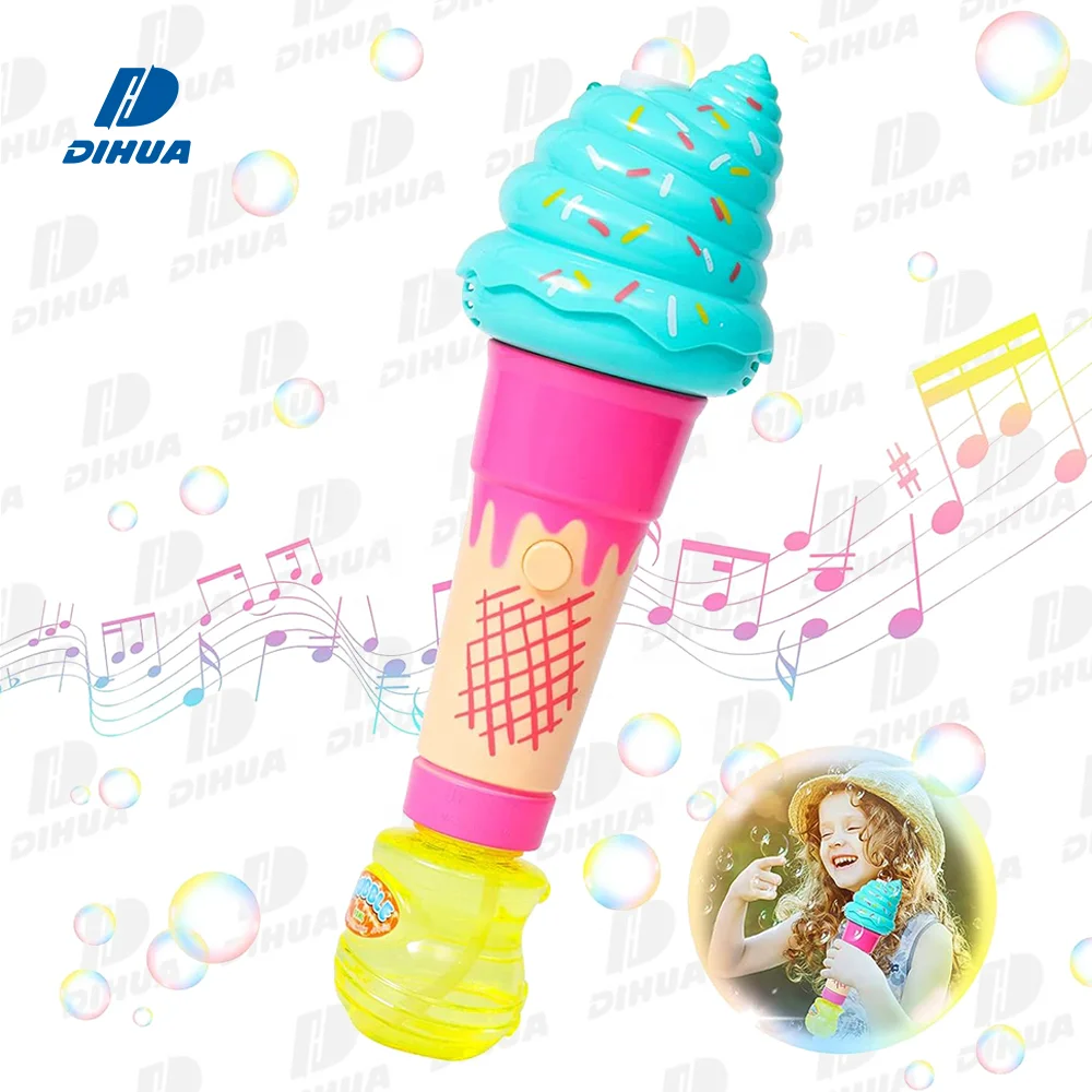 Electric Bubble Machine with Light Cartoon Ice Cream Toy Bubble Magic Wand Children with 90ml Soap Bubbles Refill Bottle