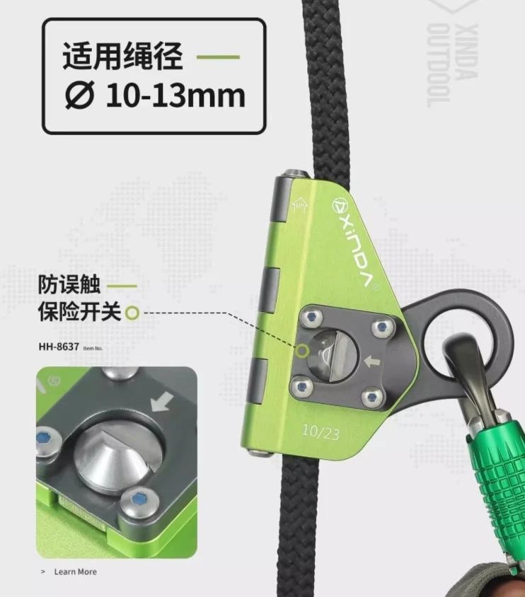 Xinda Hinge Mechanical Grab Knot Mountaineering Climbing High Altitude Operation Ascender Descender Self Locking Protector