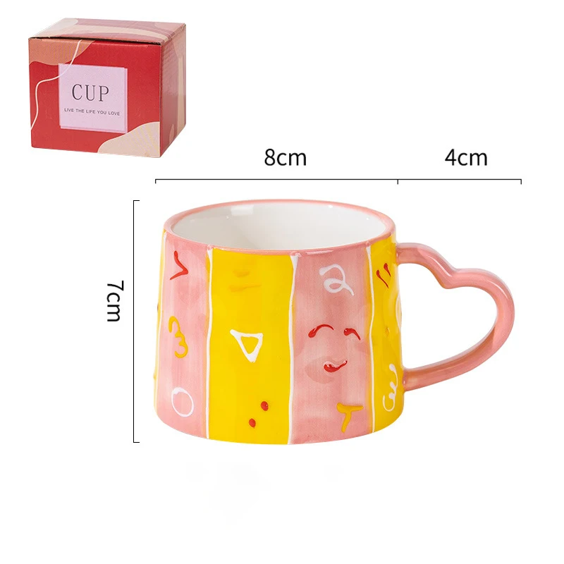 Cute Girly Heart Ins Style Ceramic Cup Mug Love Creative Hand Painted Cup Coffee Cup Souvenir Gift