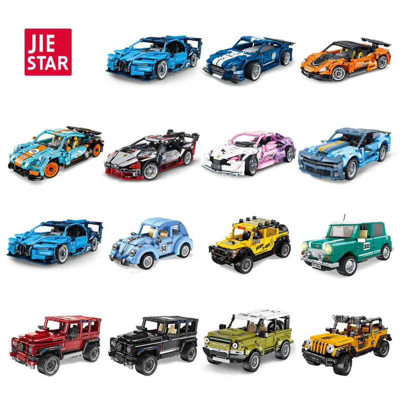 JIESTAR TOYS 2023 Latest Adult Kids Big Set Sports Racing Car Model Moc Compatible Building Block Set Children Gift Set