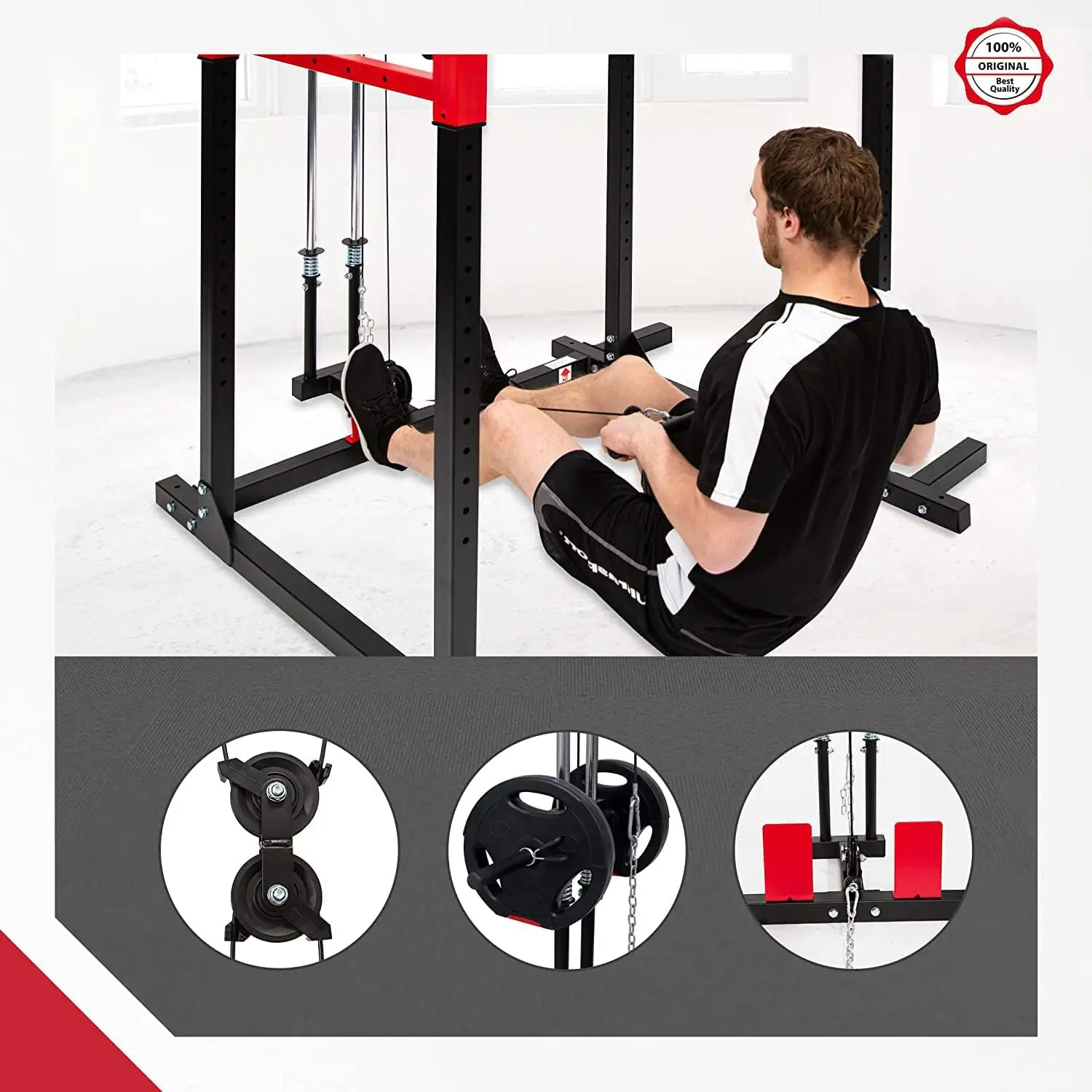 High Performance Quality Squat Rack and Solid Steel Construction Adjustable Cable Crossover System and More Training Attachment