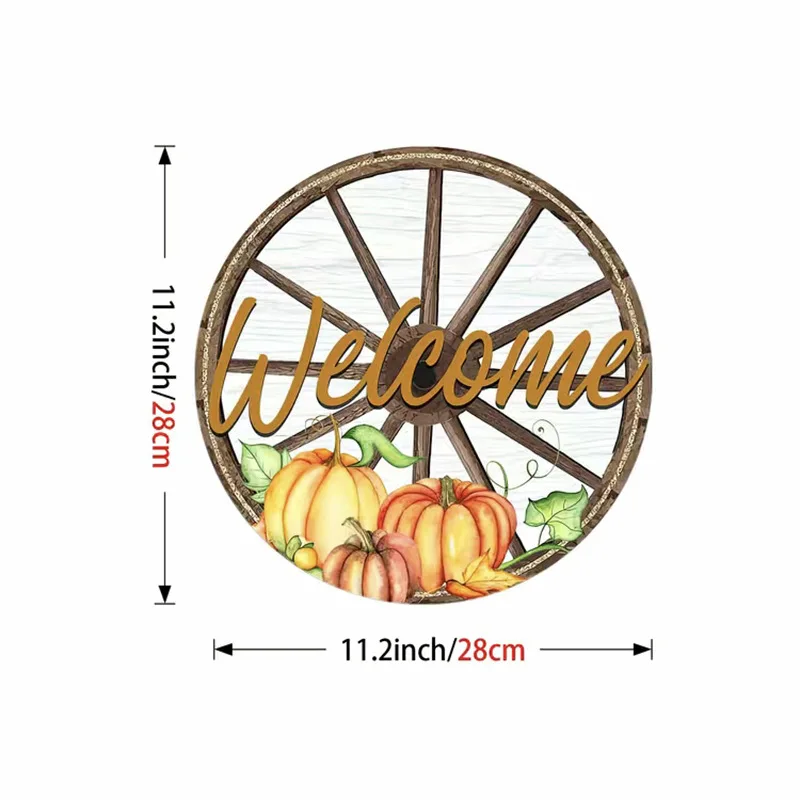 custom Wooden Halloween Welcome Doorplate Hanging Sign Circular Wooden Doorplate  2023 New Style