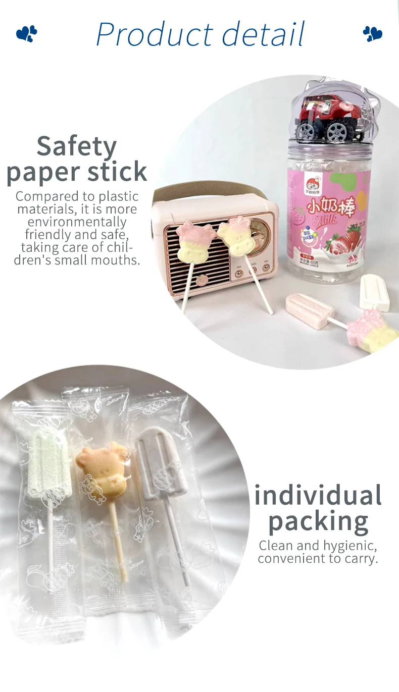 Cartoon Pattern Yogurt Sticks in Attractive Bottles Small Milk Sticks candy with Diverse Flavors