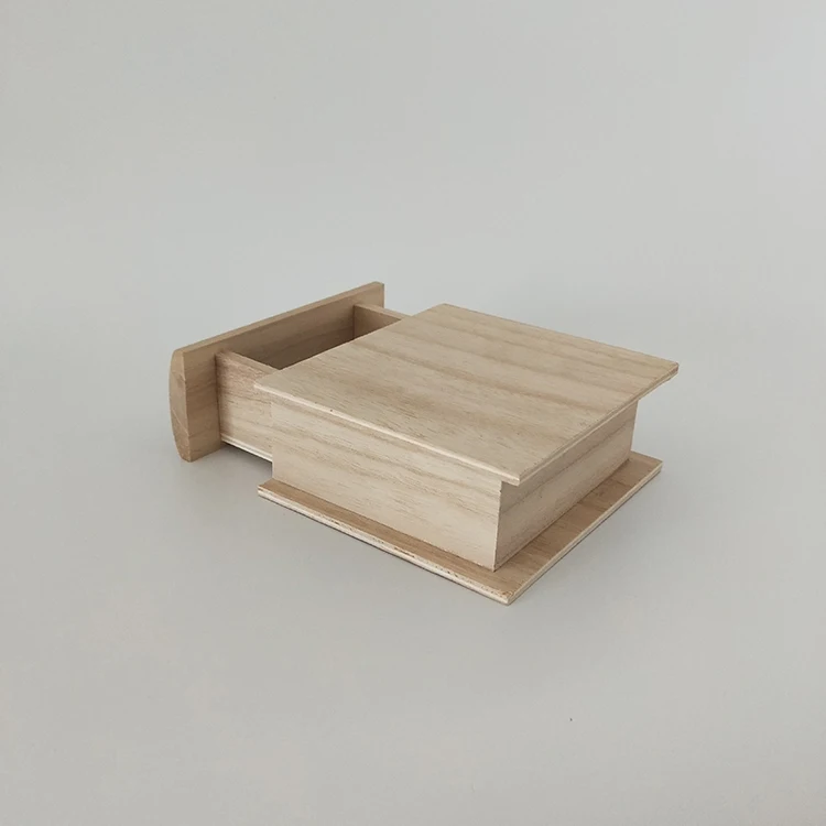 unfinished paulownia wood cosmetic boxes book shape wood drawer box
