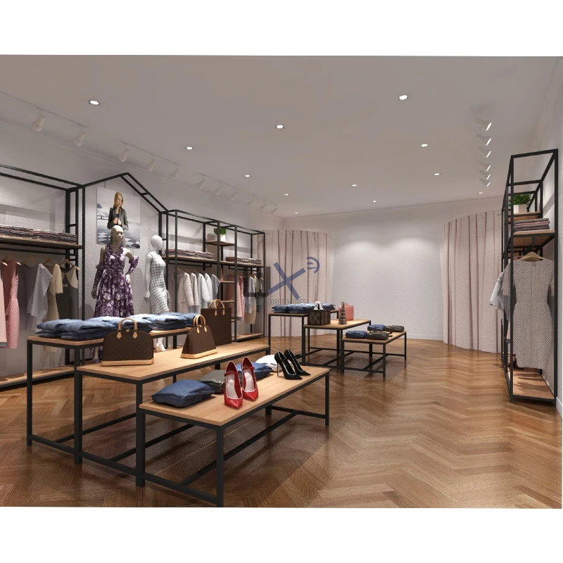 LUX Design Bespoke 3D Clothing Shop Design Retail Clothes Store Display Wholesale Clothing Display Racks