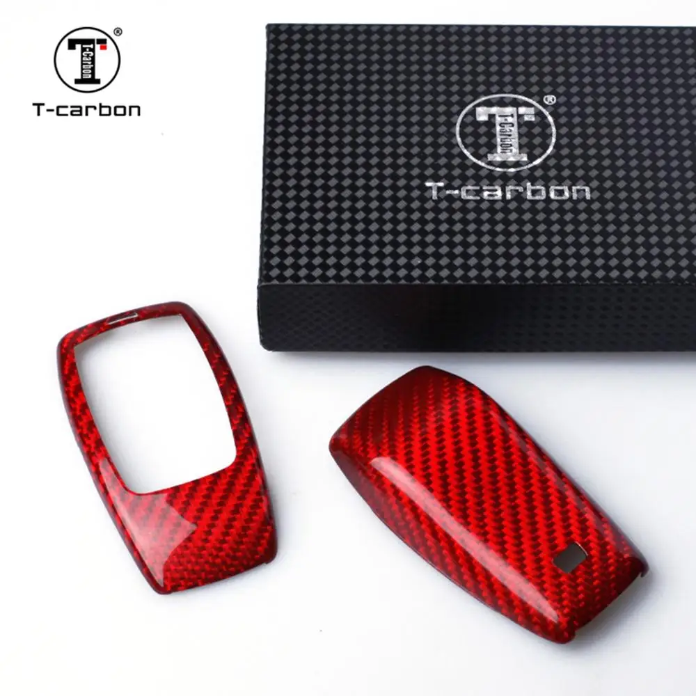 T-carbon Glass Fiber Key Fob Cover  Fit For  Mercedes Benz C class E class new Car Key Case Parts