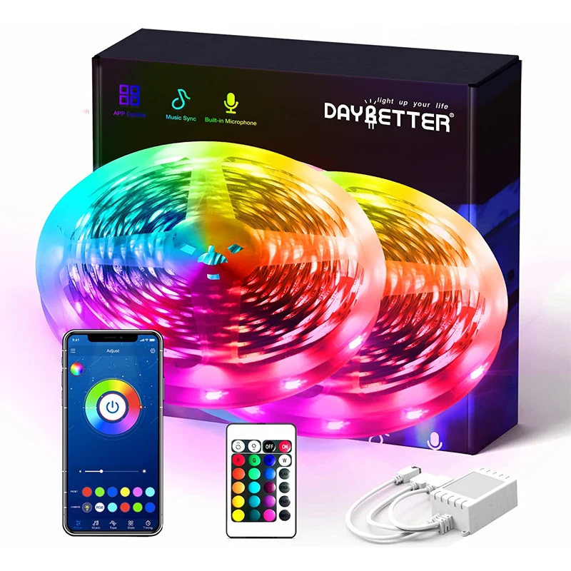100ft 12V 30 meter 5050 RGB Red Green Blue colour Bluetooth App Control Smart LED Strip Light for Home Bedroom