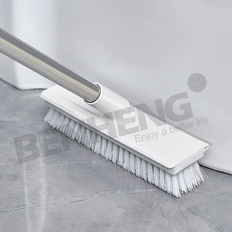360 Degree Rotating Floor Brush with Squeegee/Scraper Cleaning With Long Handle for Bathroom