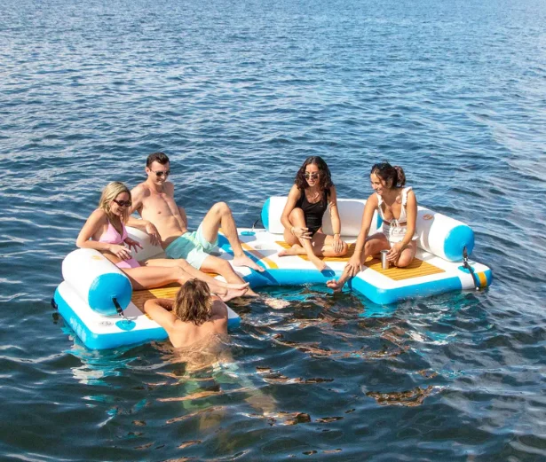 inflatable floating pontoon C-dock  shelter platform for leisure and recreation