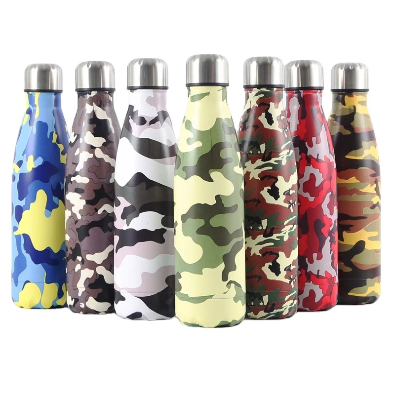 Factory Price High Quality Camouflage Double Walled Insulated Keep Warm Bottle Water Stainless Copper Bicycle Water Bottle