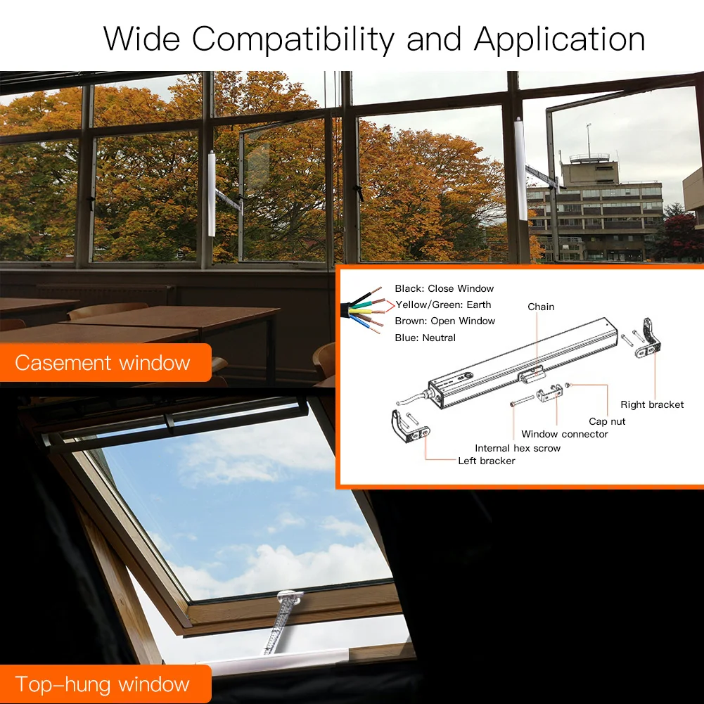 Профессиональный автоматический Открыватель окон для теплицы с одной/двойной цепью tuya, толкатель для окон с вертикальным открыванием