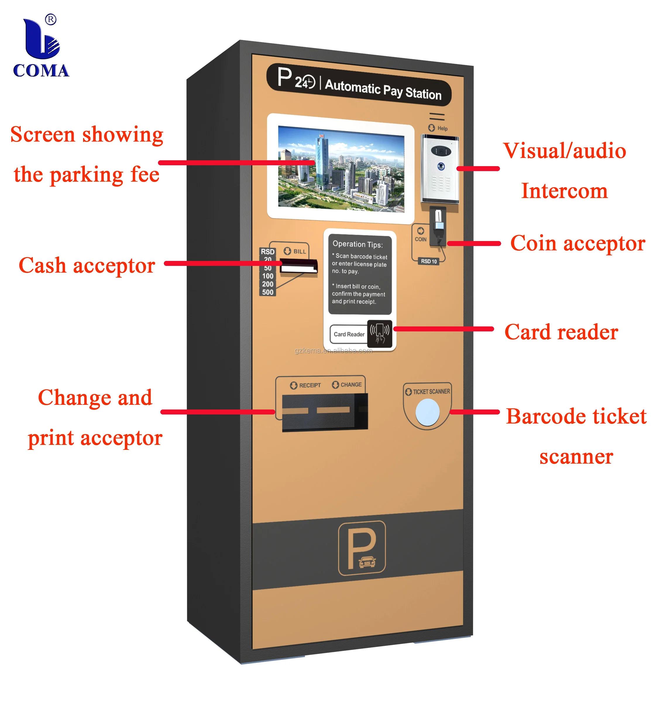 Suppliers New Design Hot Sale Automatic pay station for Vertical Parking car park with parking management software