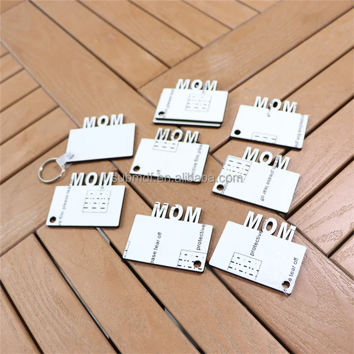 Memorial MOM DIY Gift Keychain White Sublimation Wood Blanks for Key Ring Holder Custom Printing Photo Key Chain