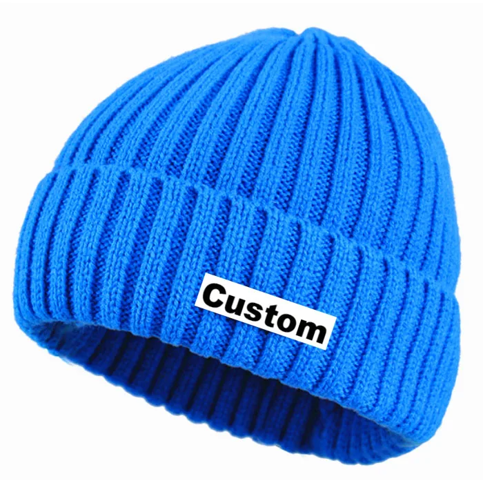 Free Shipping Stock Sport Ribbed Knit Stretch Acrylic Unisex Skull Cap Beanies for Winter