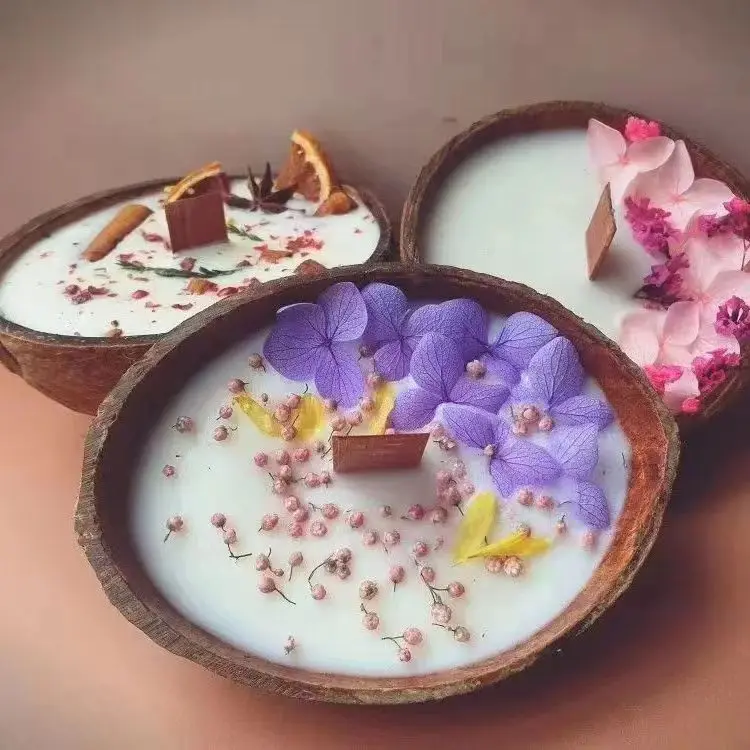 Creative 100% Natural Soy Wax Scented Candle Aromatherapy Smokeless Romantic Atmosphere Personalized Coconut Style Candle Gift S