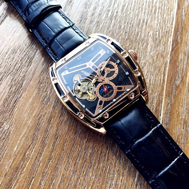 Laogeshi Watch LGS1005B Men Transparent Design Mechanical Silver Gear Skeleton stainless steel automatic watches men