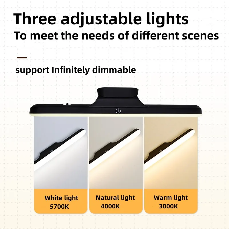 Magnetic Desk Lamp Hanging Wireless Touch for Study Reading Stepless Dimming Usb Led Night Light Table Lamp Battery Plastic ABS