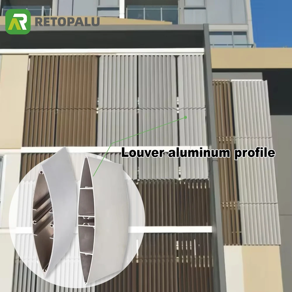 6063-T5 Alloy Anodized Aluminium Extrusion Fixed Louvered Window Profiles For Outside Sunshade