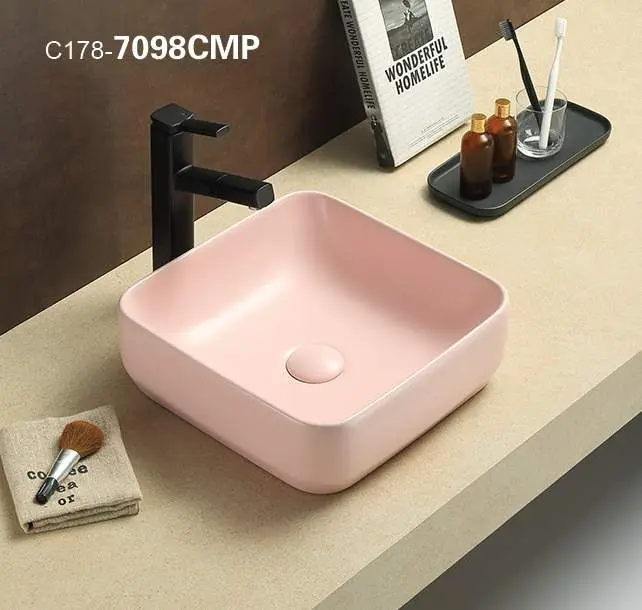 High quality ceramic bath room sink small square wash hand basin counter top art wash basin