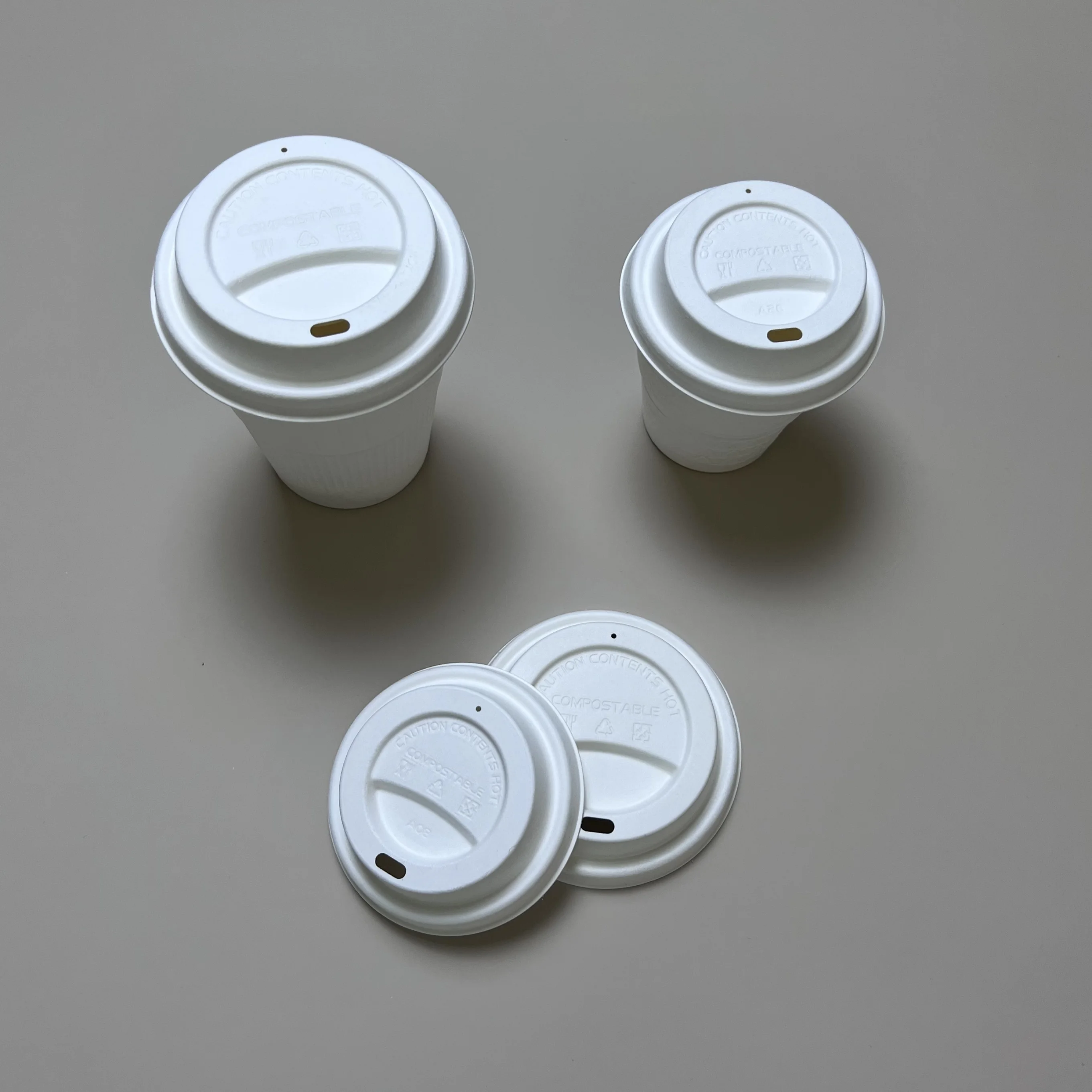 Recycled Materials Custom disposable biodegradable paper bagasse pla coffee cup lid paper cup lid240529