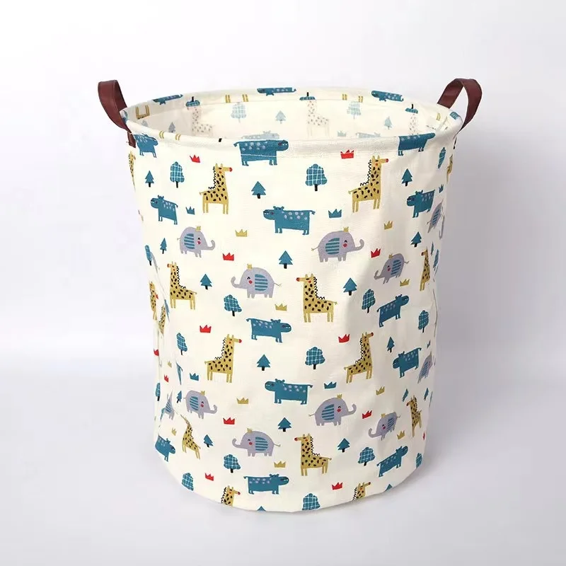 2024 Clothes organizer Laundry basket Outdoor Large Size Toy Storage Bag Foldable Canvas Basket with Handle for Kids Room