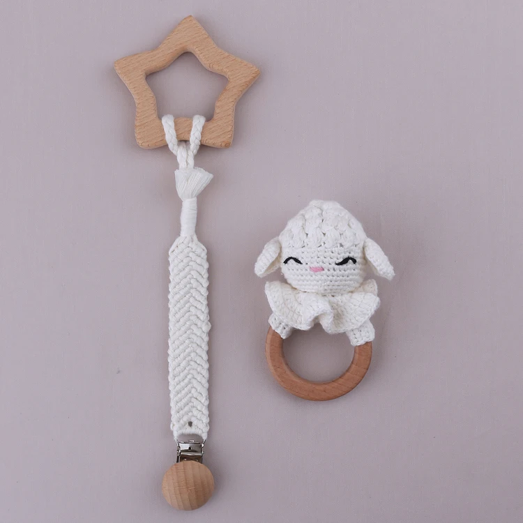 Newborn  Baby Shower Gift Set with box  Souvenir Baby Cotton Blanket Teething Baby Rattle Milestone Wooden Toy Set