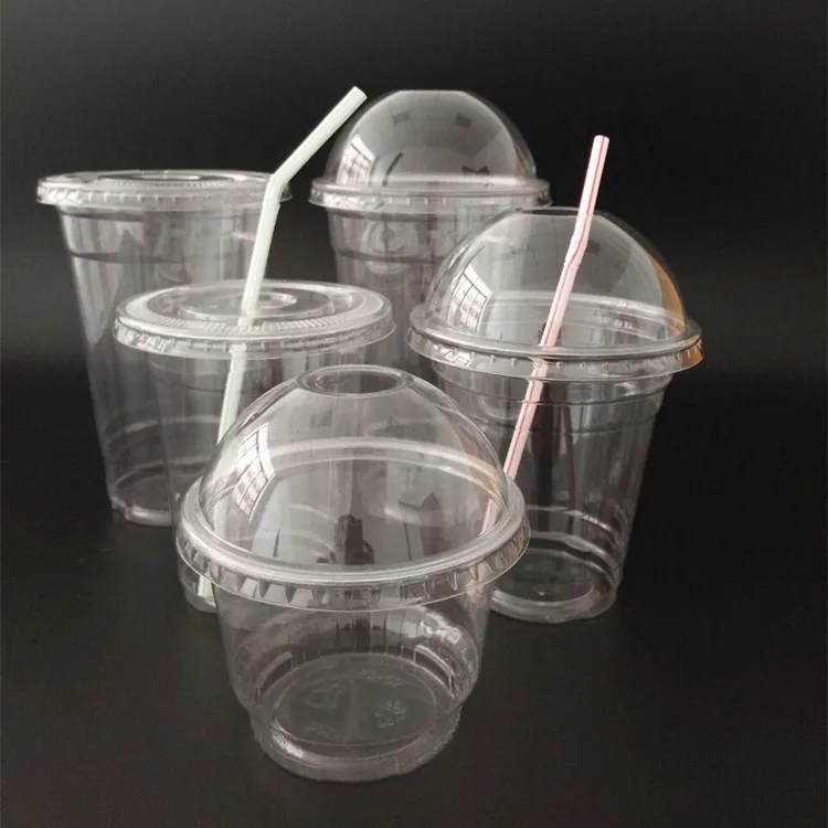 Factory Direct Sell Plastic Cups With Sip Through Lids Clear Tea Coffee Disposable Drink Cups