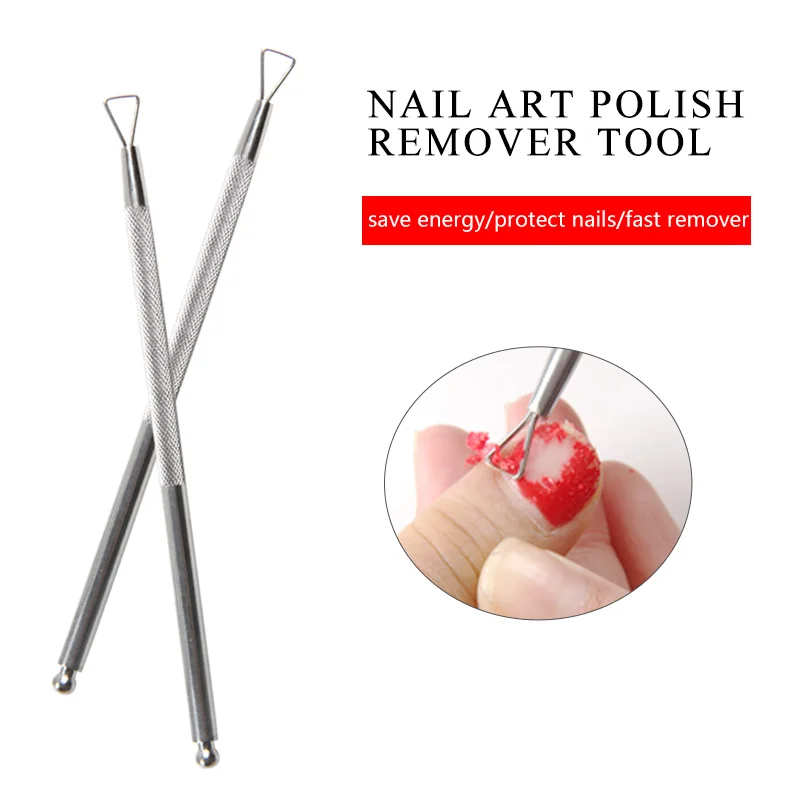 TSZS High Quality Professional Stainless Steel Save Energy Nail Art Polish Remover Tool  Polish Cuticle Pusher