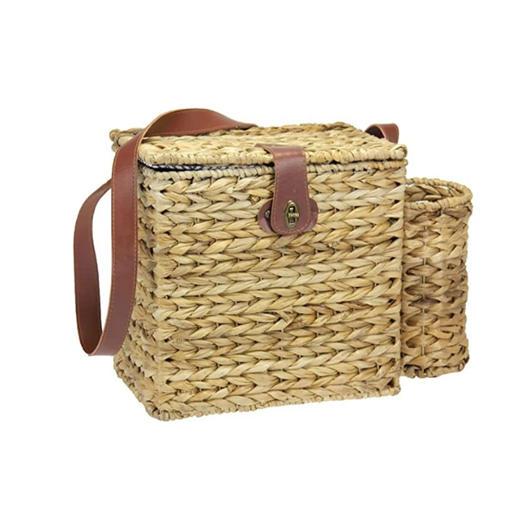 
Household essentials romantic wine caddy natural handmade case container bag wicker picnic basket 