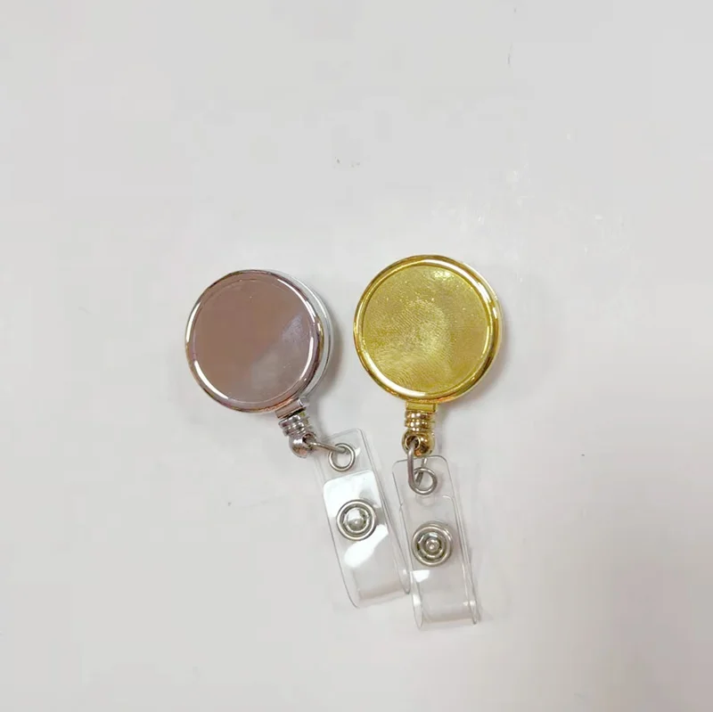 Custom Retractable Metal yoyo badge reel id card holder Nurse ID Felt rhinestone badge reel lanyard clip