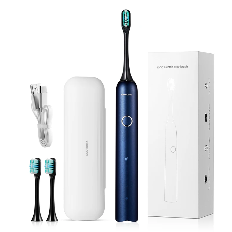 Высококачественная Водонепроницаемая многофункциональная перезаряжаемая звуковая щетка T7 IPX7 с 4 головками электрическая зубная