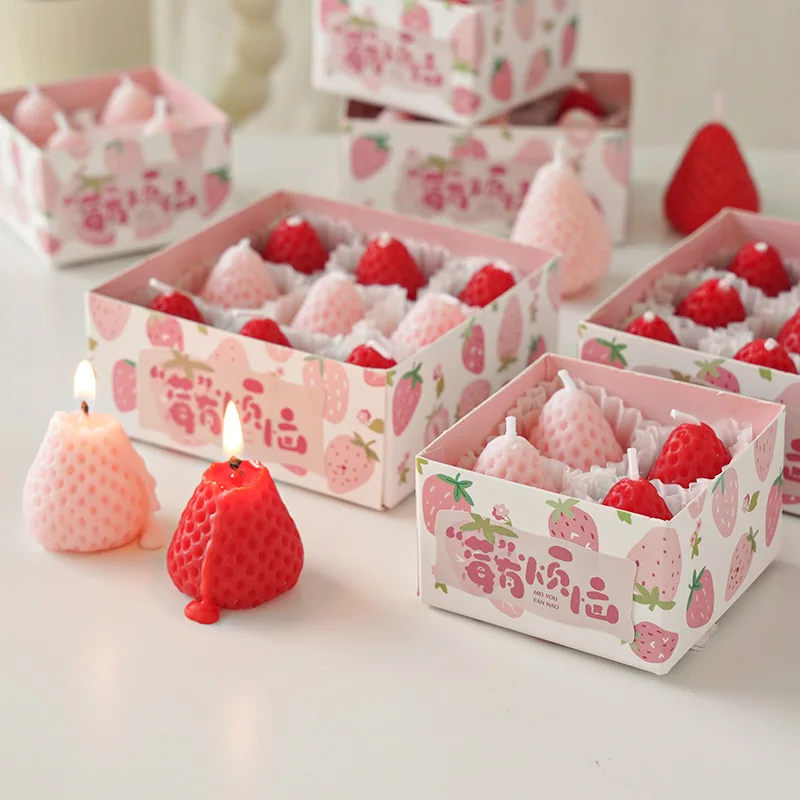 EIPP Strawberry Soy Wax New Shape Candles Luxury Art Aromatic Fragrance Candles for Home Wedding Birthday Decorative