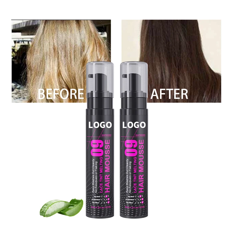 Custom Private Label Mous Mousse and Spray Foam Temporary Hair Color Dark Brown Lace Tint