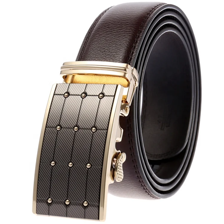Fashion Automatic Buckle Business Cow Hide Real Leather Dress Belt for Men