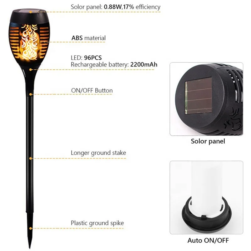 Solar Flame Lamps Led Pathway Garden Light Outdoor IP65 Lawn Lamp Solar Garden Landscape Light