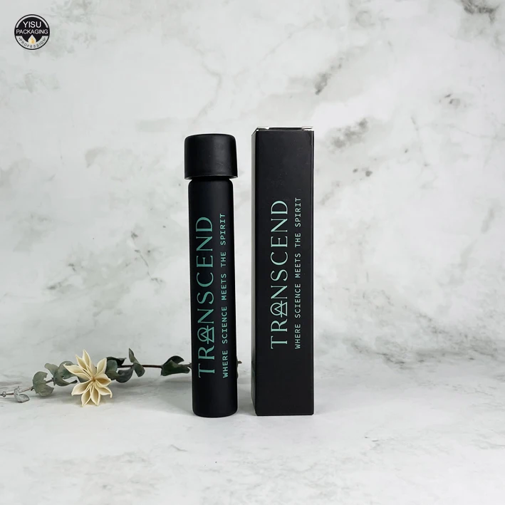 Custom screen printing black frosted glass bottle child proof glass tube child resistant cap glossy glass tube